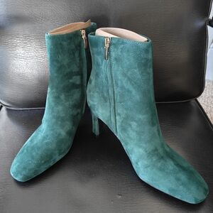 Nine West Dark Green Suede Heeled Boots